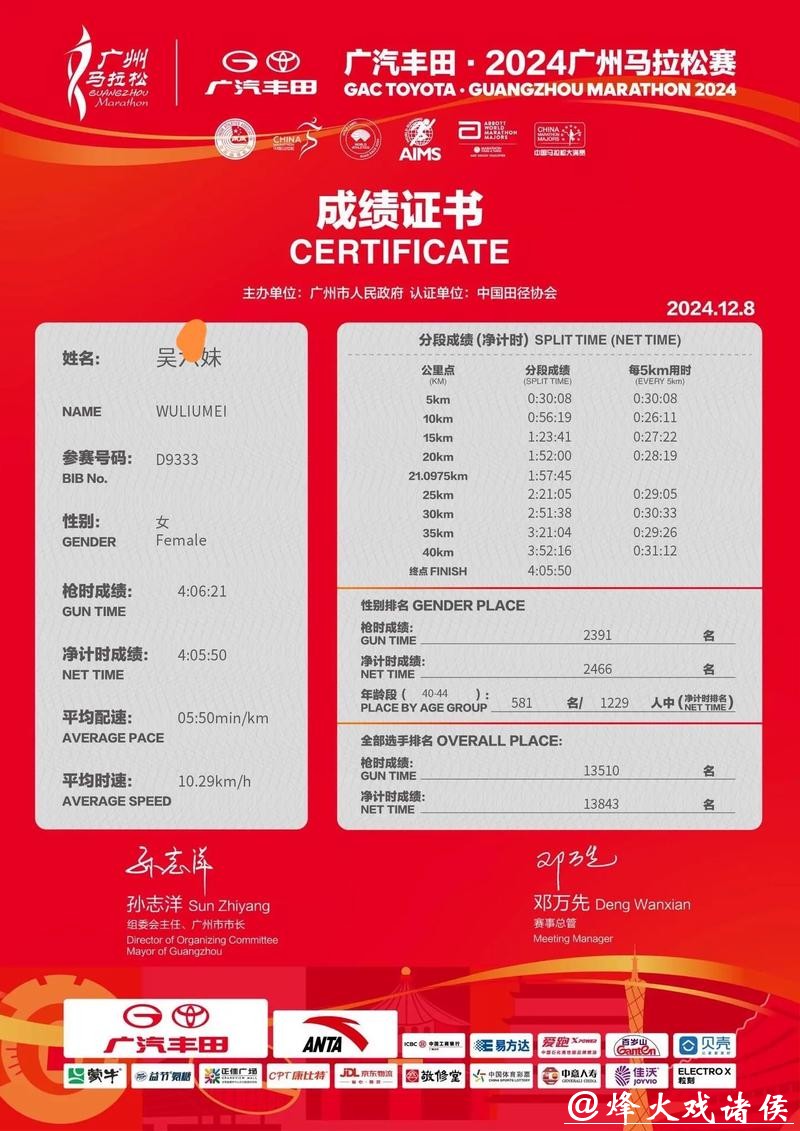 2025广州马拉松赛的证书终于公布，很多比赛都当天或次日出证书，没想到连数字心动数据也同步公示，广马效率令人佩服